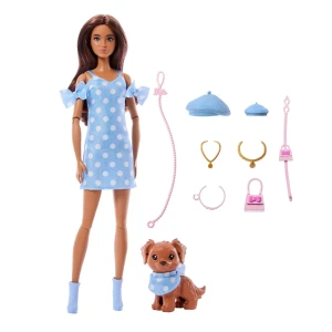 Păpușa barbie "ținute asortate", brunetă cu cățeluș Thumbnail 4