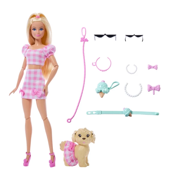 Păpușa barbie "ținute asortate", blondă cu cățeluș 5