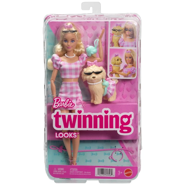 Păpușa barbie "ținute asortate", blondă cu cățeluș 3