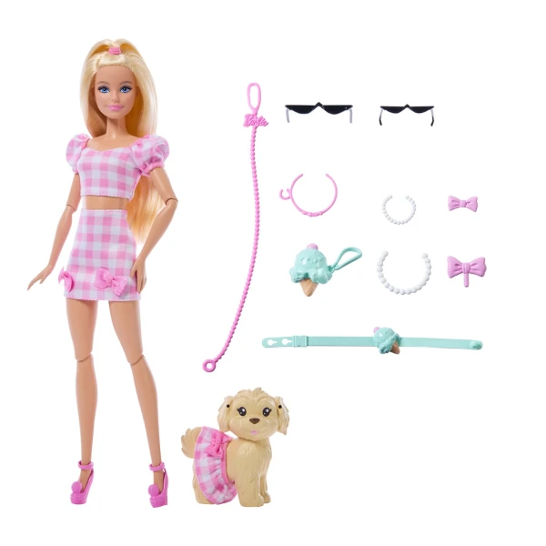 Păpușa barbie "ținute asortate", blondă cu cățeluș 4