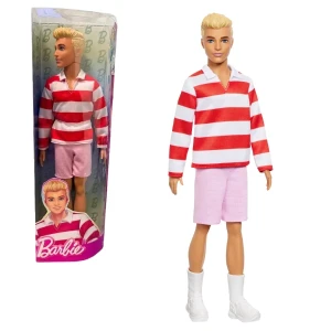 Păpușă ken “fashionist cu părul blond și tricou în dungi”