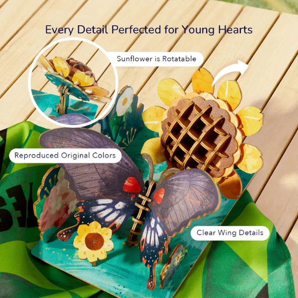 Puzzle 3d din lemn "fluture", 63 elem. 6