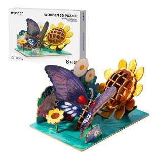Puzzle 3D din lemn "Fluture", 63 elem.