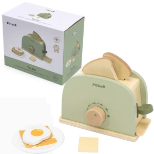 Set de joaca din lemn "mic dejun cu toaster", 7 piese