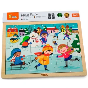 Puzzle din lemn anotimpuri: iarna (24 elem.)