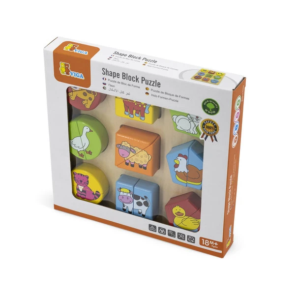 Puzzle-sorter din lemn "animalele de la fermă" 3