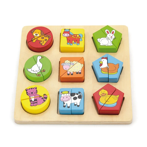Puzzle-sorter din lemn "animalele de la fermă" 2