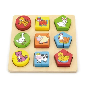 Puzzle-sorter din lemn "animalele de la fermă" Thumbnail 2