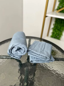 SET LENJERIE DE PAT 3 PIESE, ALBASTRU DESCHIS 180 x 200 x 25 CM