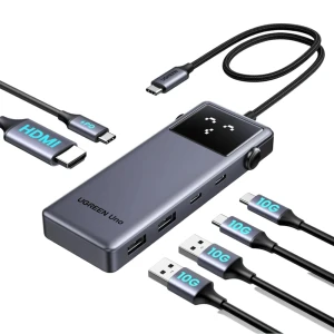 Ugreen hub 6 в 1 usb-c на 4k@60hz hdmi + 2*usb-a 3.2 + 2*type-c + 1*type-c 10 гбит/с серия uno, серый Thumbnail 2
