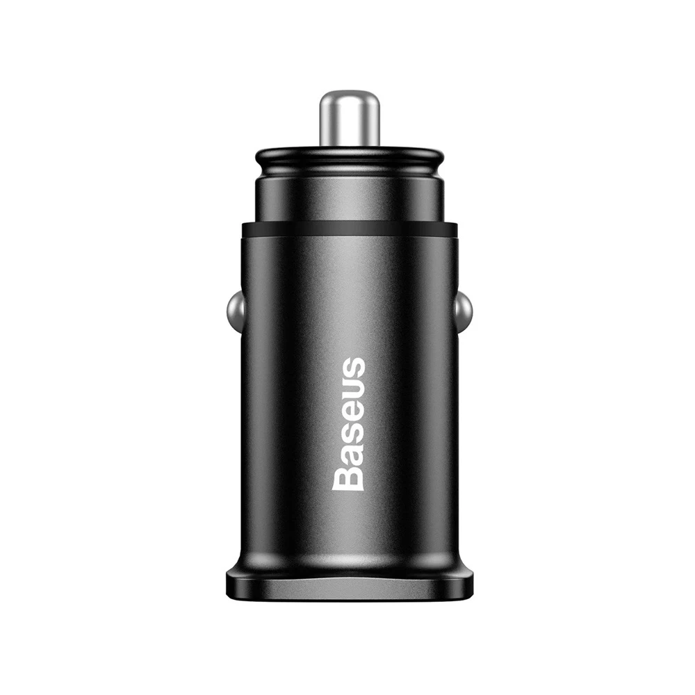 Автомобильное зарядное устройство baseus 2xusb square metal qc3.0 30w, черное 2