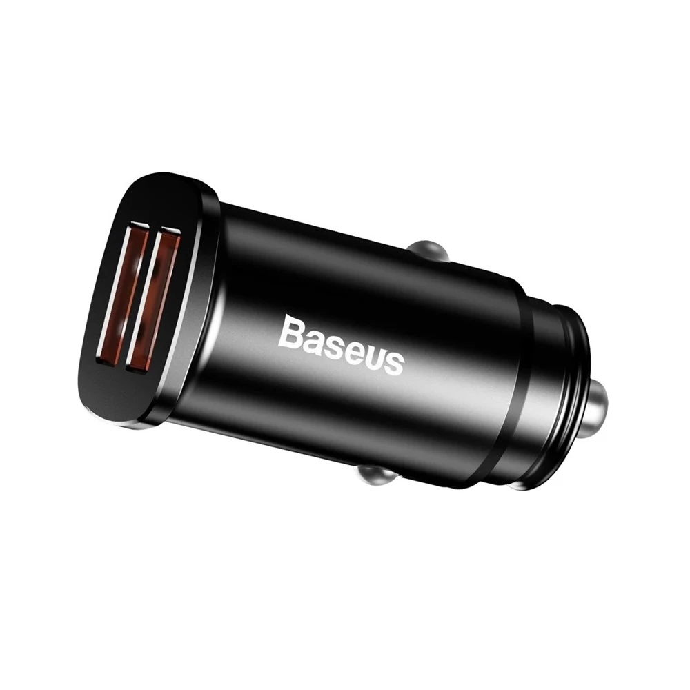 Автомобильное зарядное устройство baseus 2xusb square metal qc3.0 30w, черное 3