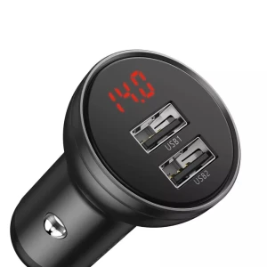 Baseus car charger 2xusb fast charge 24w (with cable 3 in 1), black suit grey Thumbnail 2