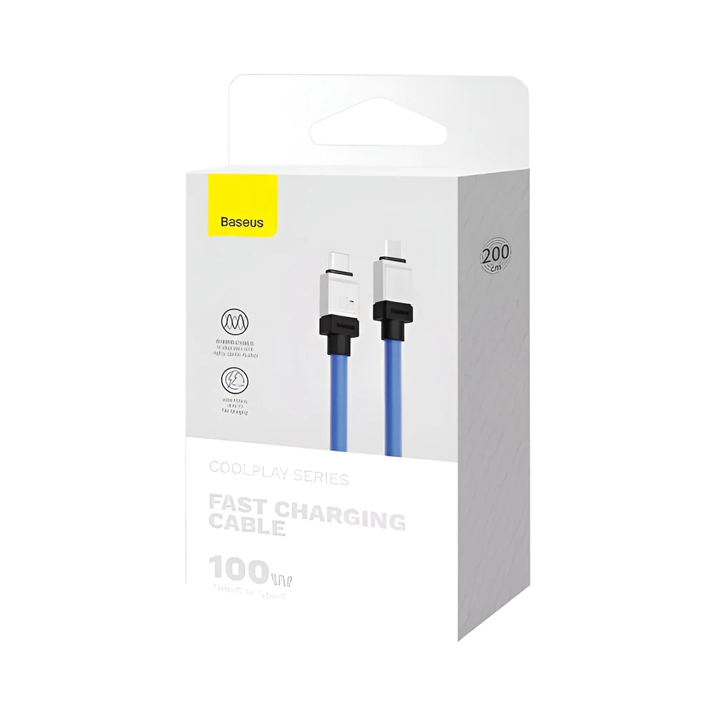 Baseus cable coolplay series type-c to type-c 5a 100w 2m, синий 3