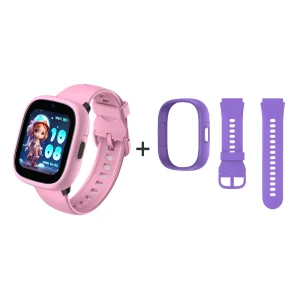 Детские умные часы lagenio kids smart watch 4g, k3, с 2 ремешками розовый и фиолетовый