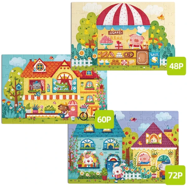 Seria de puzzle-uri "orășelul de basm", 3 în 1, nivelul 4 2