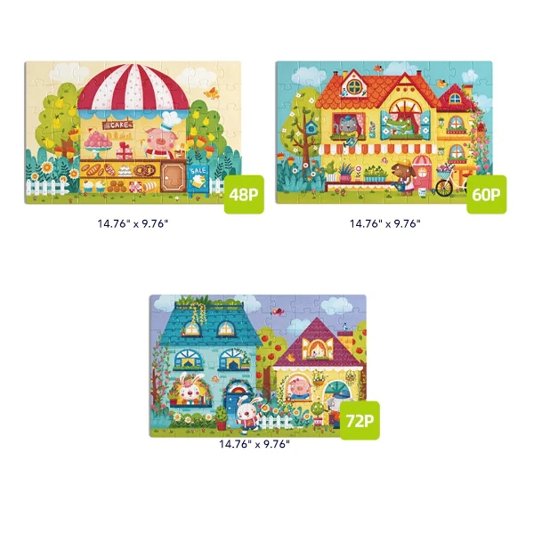 Seria de puzzle-uri "orășelul de basm", 3 în 1, nivelul 4 5