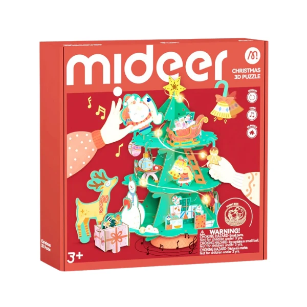 Puzzle 3d muzical rotativ de crăciun "atelierul lui moș crăciun" 3