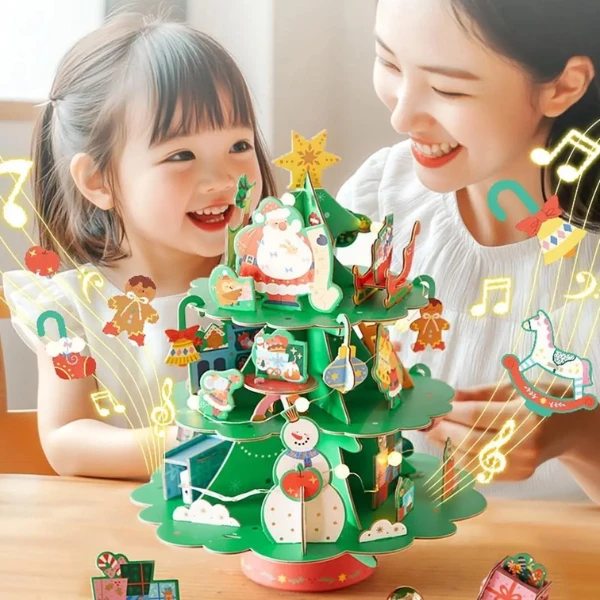 Puzzle 3d muzical rotativ de crăciun "atelierul lui moș crăciun" 9