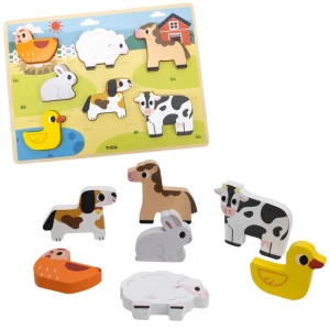 Puzzle tactil - inserție "Ferma", 7 elem.