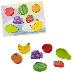 Puzzle tactil - inserție "fructe", 7 elem.