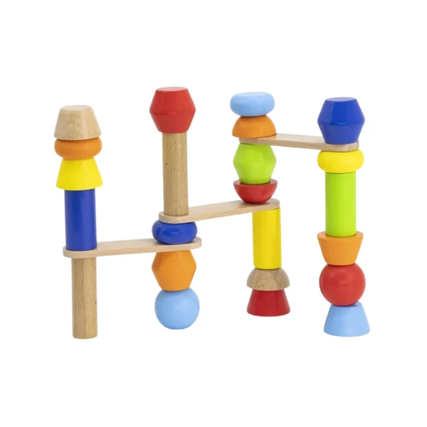 Constructor educativ din lemn "construiește turnul", 46 piese 4