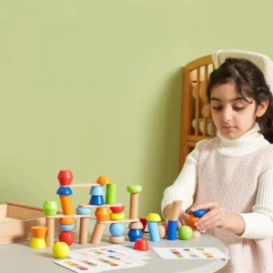 Constructor educativ din lemn "construiește turnul", 46 piese Thumbnail 7