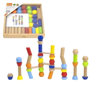 Constructor educativ din lemn "Construiește Turnul", 46 piese