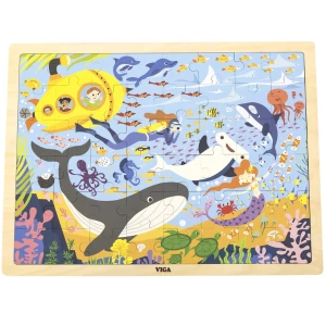 Puzzle din lemn "Viața marină" 48 elem.