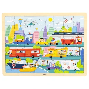 Puzzle din lemn "transport" 48 elem.