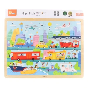 Puzzle din lemn "transport" 48 elem. Thumbnail 2