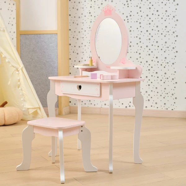 Masă de toaletă din lemn cu accesorii 7