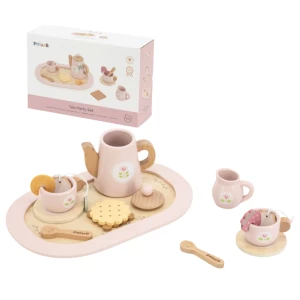 Set de ceai din lemn (roz)