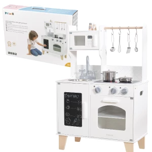 Bucătărie din lemn cu accesorii, lumină și sunet, albă