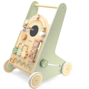 Premergător din lemn cu panou educativ