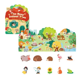 Set de stickere gelatinoase reutilizabile „oraș aglomerat al animalelor”