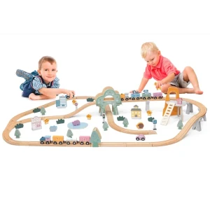 Calea ferata din lemn cu tren si accesorii, 90 elem. Thumbnail 11