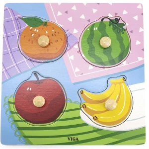 Puzzle din lemn cu buton „fructe"