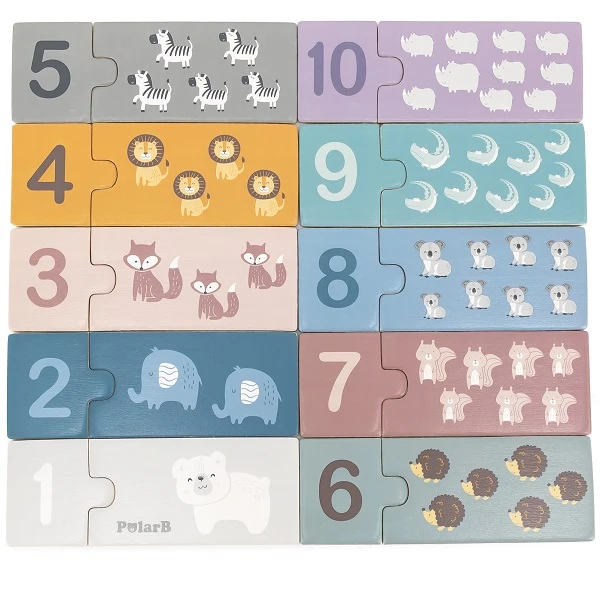 Puzzle din lemn „numere și animale” 2