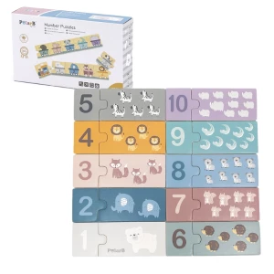 Puzzle din lemn „Numere și animale”