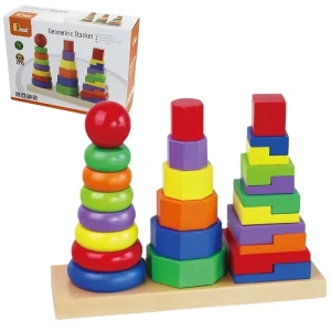 Set piramide din lemn "forme geometrice"