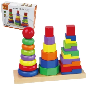 Set piramide din lemn "forme geometrice"