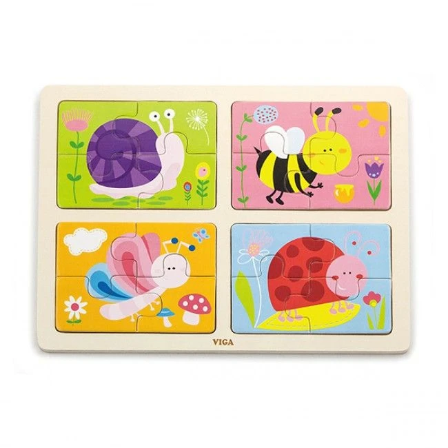 Puzzle din lemn 4 în 1 „insecte” 4