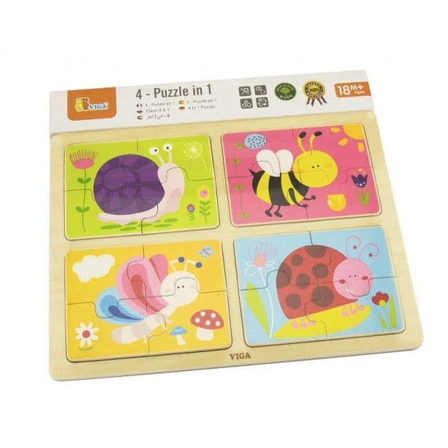 Puzzle din lemn 4 în 1 „insecte” 2