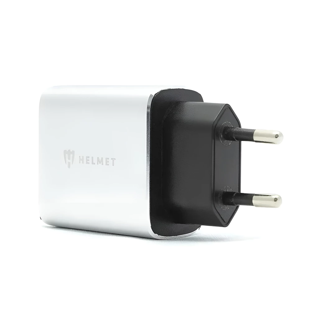Настенное зарядное устройство helmet usb/type-c qc3.0 18w, серебристое 2