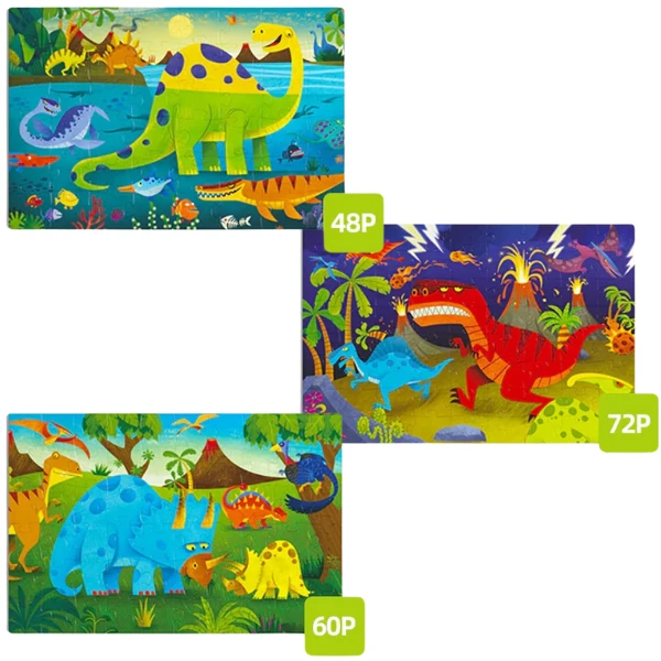 Seria de puzzle-uri "lumea dinozaurilor", 3 în 1, nivelul 4 2