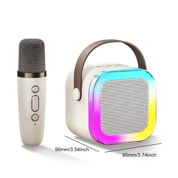 Boxă karaoke cu un singur microfonși iluminare rgb, albă 6
