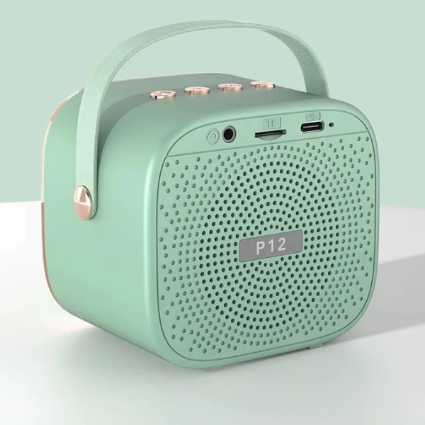 Boxă karaoke cu 2 microfoane și iluminare led, verde 2