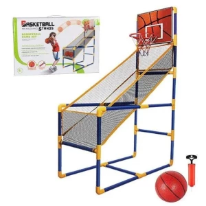 Set coș de baschet pentru copii cu minge și pompă, din plastic