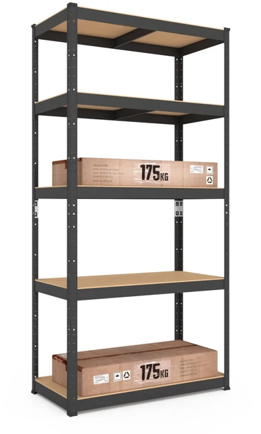 Металлический стеллаж nex budget 1800x900x400 мм, 5 полок mdf, антрацит 6